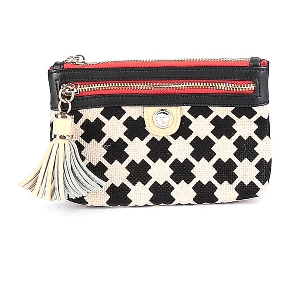Spartina 449 Black and Cream Clutch with Red Accents
